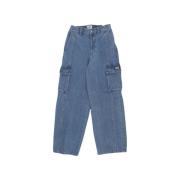 Cargo Denim Jeans Stonewash Indigo Obey , Blue , Dames