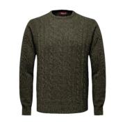 Cable Crewneck Gebreide Trui MCS , Green , Heren