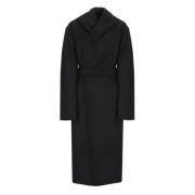 Zwarte Wol Kasjmier Jas Capuchon Yohji Yamamoto , Black , Heren