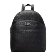 Ronde Logo Rugzak in Zwart Calvin Klein , Black , Dames