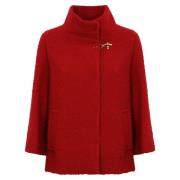 Rode Wol Boucle Jas Fay , Red , Dames