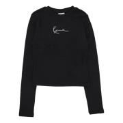 Signature Long Sleeve Crewneck T-shirt Karl Kani , Black , Dames