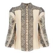 Blouse met contrasterend kleurpatroon Zimmermann , Beige , Dames