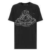 Zwarte Katoenen T-shirt met Orb-logo Vivienne Westwood , Black , Dames