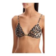 Luipaardprint Bikini Top met Vlinderdetail Ganni , Beige , Dames