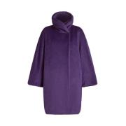 Luxe Alpaca Wol Blend Hooded Jas Marina Rinaldi , Purple , Dames