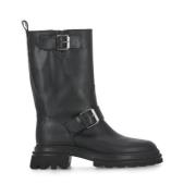 Zwarte Leren Laarzen met Gespen Hogan , Black , Dames