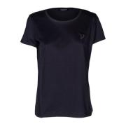 Dames Geborduurd Logo T-shirt, Slim Fit Dondup , Black , Dames