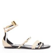 Pre-owned Leather sandals Yves Saint Laurent Vintage , Beige , Dames