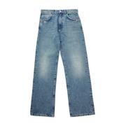 Denim Blauw Katoenen Jeans Amish , Blue , Heren