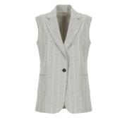 Grijze wollen vest met krijtstreep patroon Antonelli Firenze , Gray , ...