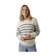 Gestreepte Pullover met Statement Knopen Suncoo , Beige , Dames