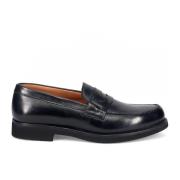 Zwarte leren mocassin schoenen Sangiorgio , Black , Heren