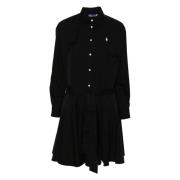 Zwarte Katoenen Midi Jurk Polo Ralph Lauren , Black , Dames