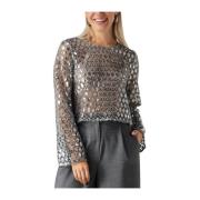 Glamoureuze Zilveren Top voor Vrouwen Object , Gray , Dames