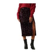 Paarse Pailletten Midi Rok Y.a.s , Purple , Dames