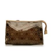 Pre-owned Plastic clutches Salvatore Ferragamo Pre-owned , Brown , Dam...