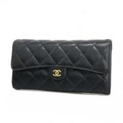 Pre-owned Leather wallets Chanel Vintage , Black , Dames