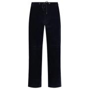 Blauwe Corduroy Broek met Geribbelde Details Moncler , Blue , Heren