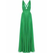 Groene V-hals Chiffon Maxi Jurk Dolce & Gabbana , Green , Dames