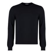 Cashmere blend pullover met geribbelde boorden Malo , Black , Heren