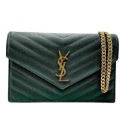 Pre-owned Leather shoulder-bags Saint Laurent Vintage , Green , Dames