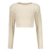 Gebreide trui met knoopdetail LOW Classic , Beige , Dames