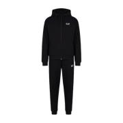 Veelzijdige Katoenen Broek met Hoodie Emporio Armani EA7 , Black , Dam...