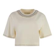 Geborduurde crew-neck T-shirt Paco Rabanne , Beige , Dames