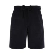 Solide Unisex Terry Cloth Bermuda Shorts Vilebrequin , Black , Heren