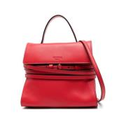 Rode Korrelige Leren Tas met Riem Moschino , Red , Dames