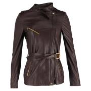 Pre-owned Leather outerwear Gucci Vintage , Brown , Dames