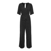 Glitter Jumpsuit Zwart/Zilver Lurex Vero Moda , Black , Dames