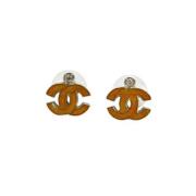 Pre-owned Metal earrings Chanel Vintage , Orange , Dames