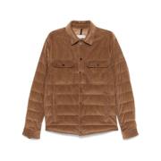 Bruine Corduroy Gewatteerde Jas Moncler , Brown , Heren