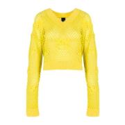 Modieuze Trui met Uitsparingen Pinko , Yellow , Dames