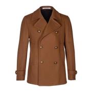 Heren Peacoat. Dubbelrijig model Tagliatore , Brown , Heren