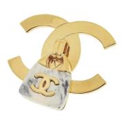 Pre-owned Metal brooches Chanel Vintage , Yellow , Dames