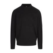 Zwarte Sweater met Ritszak Hugo Boss , Black , Heren