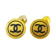 Pre-owned Metal earrings Chanel Vintage , Yellow , Dames