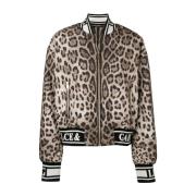 Luipaardprint Bomberjack Bruin Dolce & Gabbana , Brown , Dames