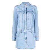 Blauwe Casual Mini Jurk Moschino , Blue , Dames