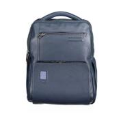 Blauwe Leren Rugzak met Laptop Houder Piquadro , Blue , Unisex