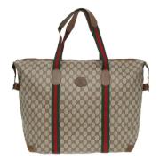 Pre-owned Leather travel-bags Gucci Vintage , Beige , Dames