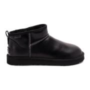 Zwarte Leren Klassieke Ultra Mini Laarzen UGG , Black , Heren