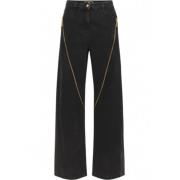 Grijze Denim Broek met Gouden Sluiting Elisabetta Franchi , Brown , Da...