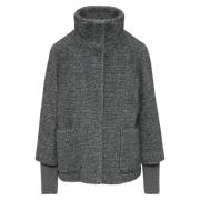 Fluffy Knit-Cuff Outdoor Jacket s.Oliver , Gray , Dames