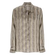 Bruine zijden blouse met kraag Antonelli Firenze , Brown , Dames