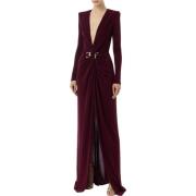 Lange mouw rode loper jurk met voorste split Elisabetta Franchi , Red ...