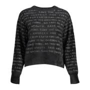 Zwarte longsleeve top contrastdetails Desigual , Black , Dames